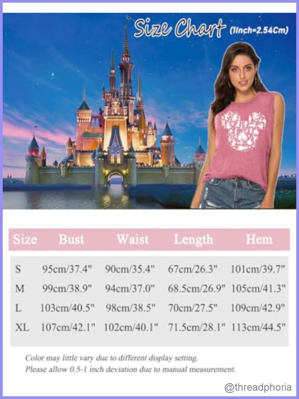 Women Fairy Castle Graphic Tank Top Magic Kingdom Sleeveless Tee Vacation Gift - Picture 5 of 6